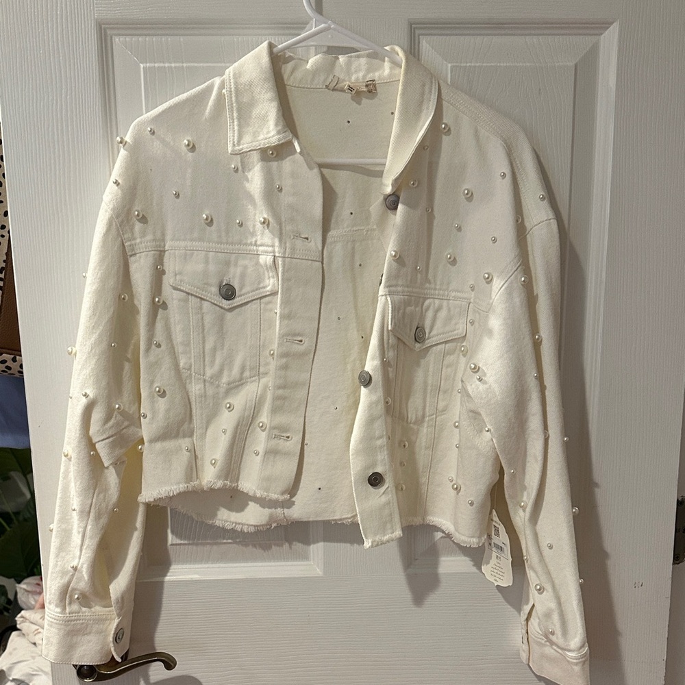Altar'd State white  Pearl Jean Jacket